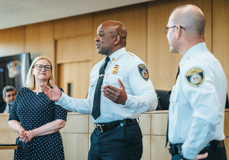 photo of Dr. Sarah Abbott and Police and Deputy Chiefs