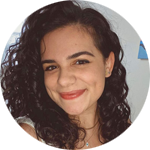 Headshot of woman smiling inside a circle