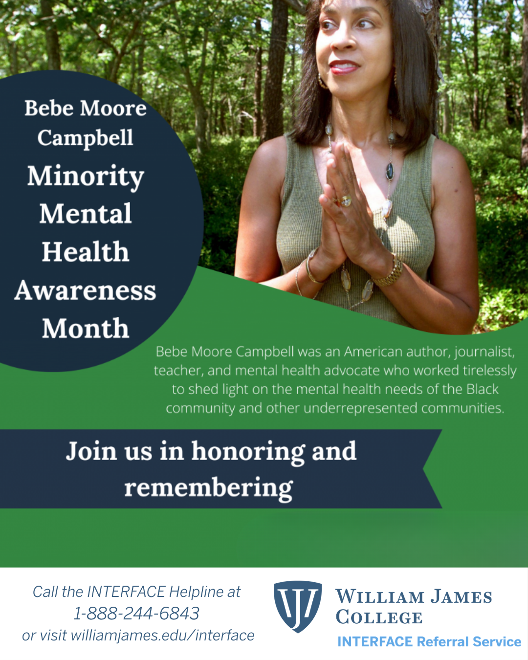 Bebe Moore Campbell National Minority Mental Health Month social media graphic for july