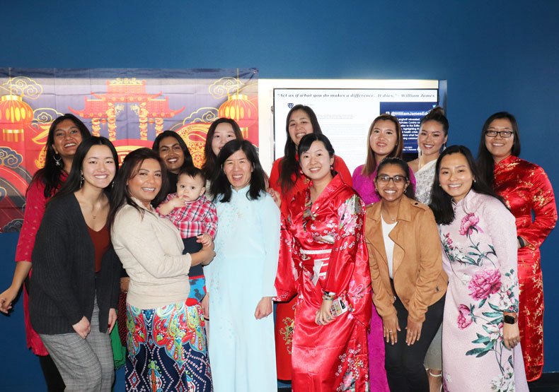 group of students and faculty celebrating lunar new year