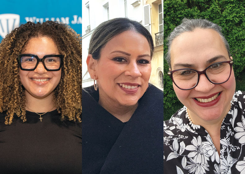 Three women's faces side by side