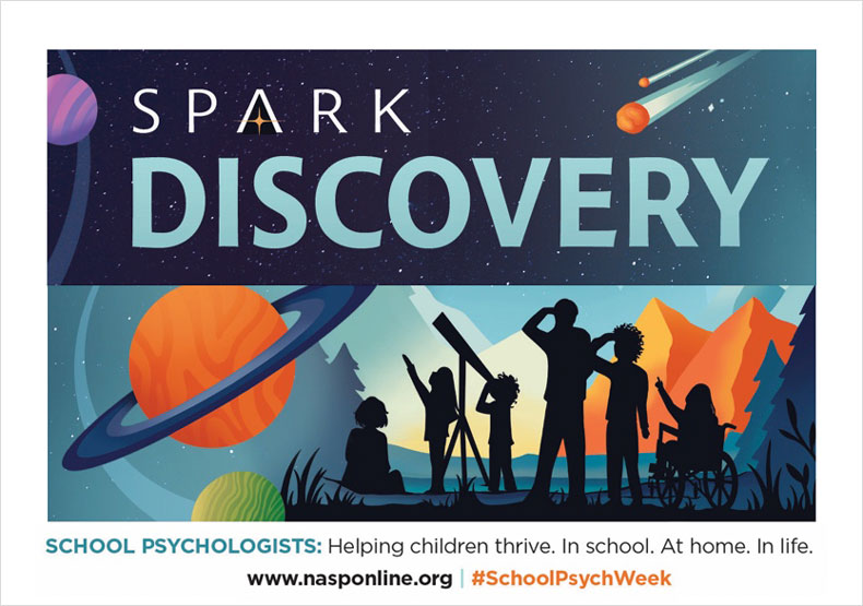 spark discovery with planets, people and mountains